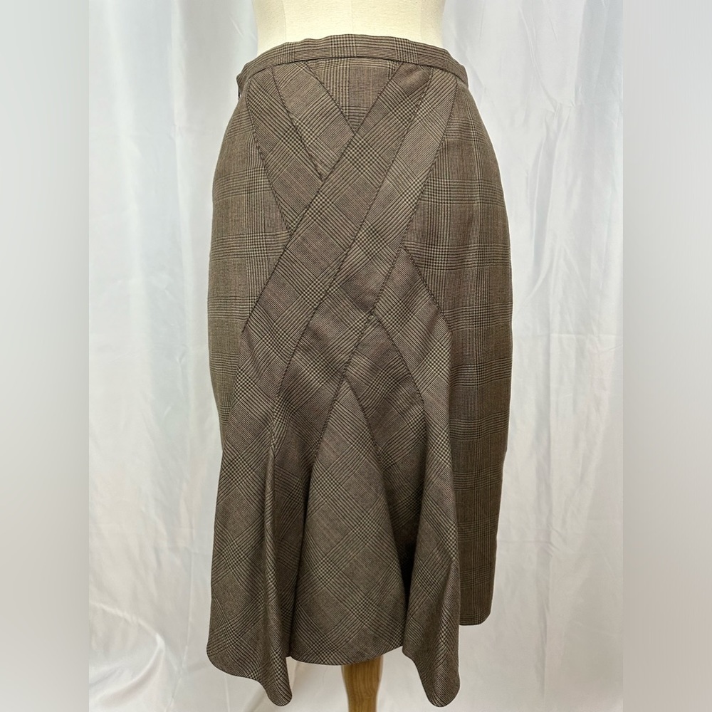 New Dolce & Gabbana Brown Wool Skirt with Pleated Back Sz 40